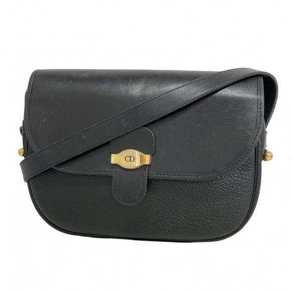 Christian Dior Shoulder Bag Leather Black Women's - Picture 1 of 13